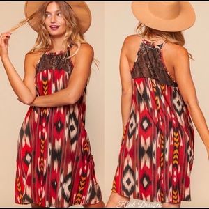 New! Sale 🔥Boho Crochet Lace Yoke Halter Dress